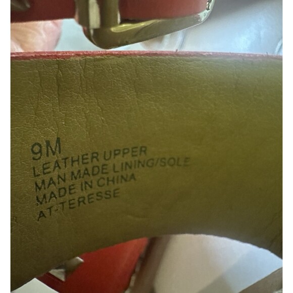 Arturo Chiang Orange Gold Studded Leather Flat Ankle Strap Sandals Women's 9M - Picture 9 of 10